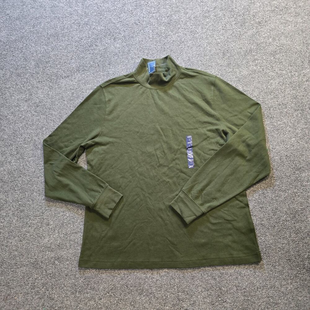 Lands End Top Womens Size Large Green Turtleneck Long Sleeve Cotton Layer Casual